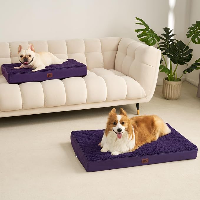 EHEYCIGA Orthopedic Dog Bed Large with Removable Washable Cover, 36x27 | Egg Crate Foam Support, Durable Oxford fabric, Non-Slip Bottom, Machine Washable, Soft Waterproof Plush Pet Bed Mat For Crate