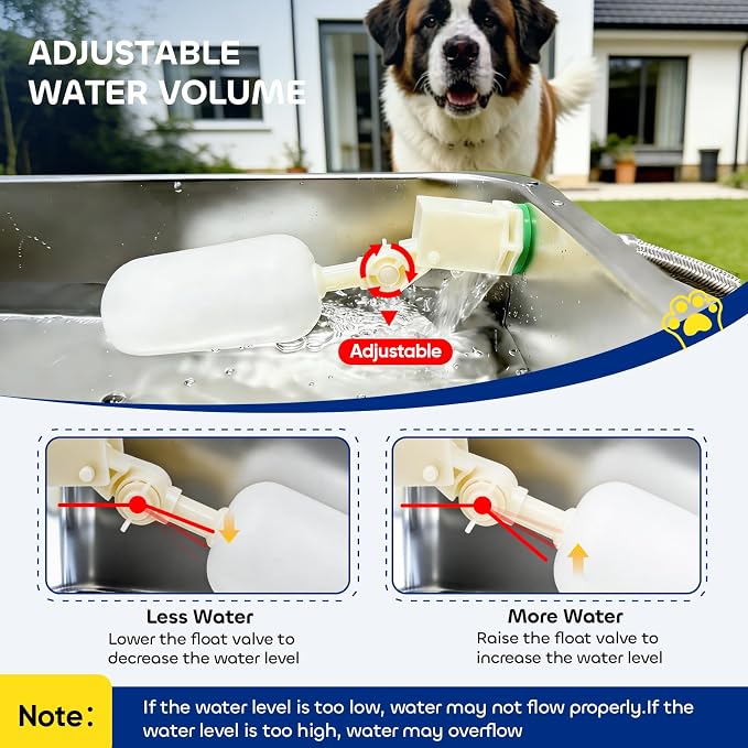 Automatic Dog Water Bowl Dispenser, 3 Gallon/11.6L Pet Water Dispenser for Cats and Large Dogs, 304 Stainless Steel Self Filling Auto Dog Water Feeder Outdoor Chicken Waterer for Livestock