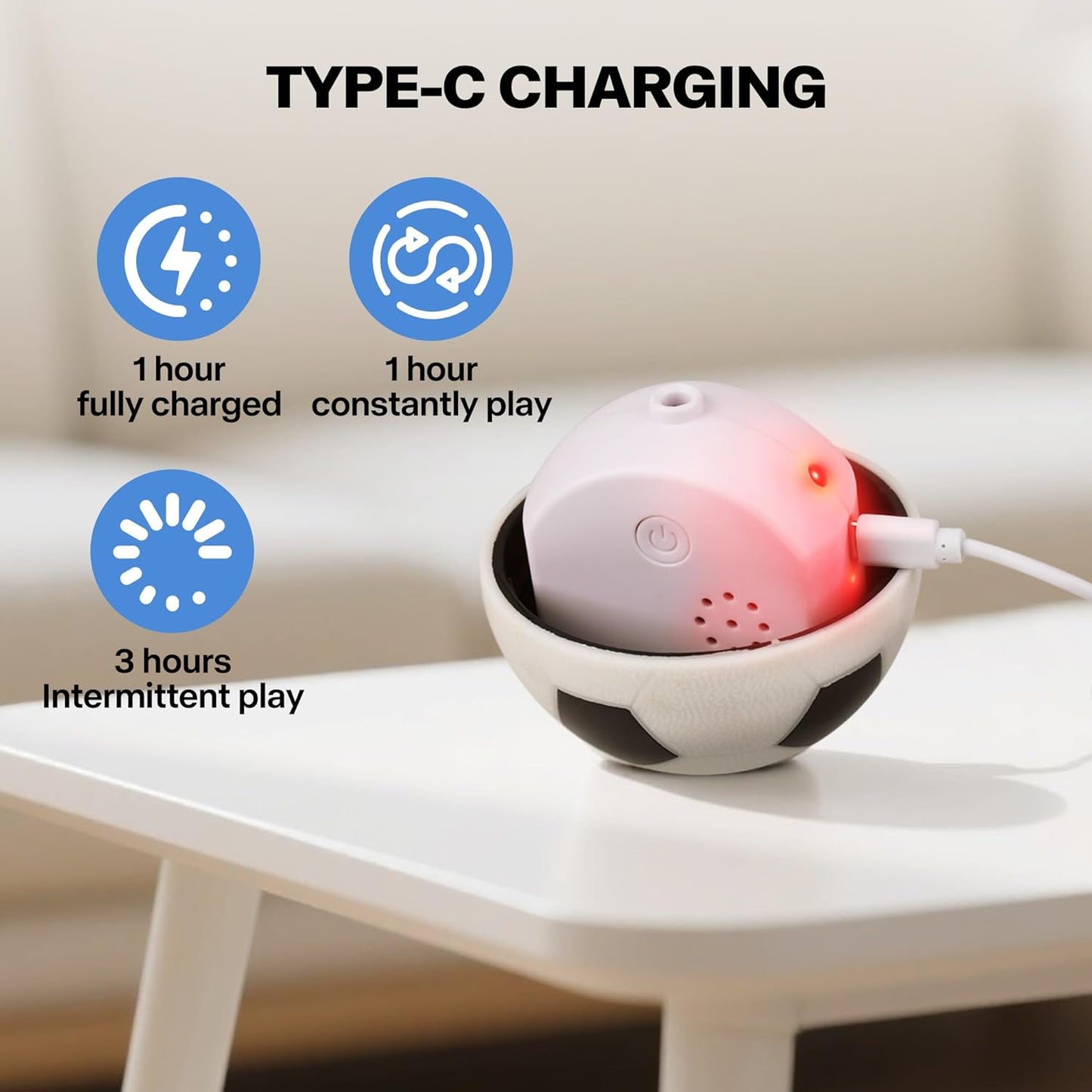 Pet Prime Active Rolling Ball for Dogs Motion Activated Rechargeable Automatic Interactive Dog Ball Toy with LED Light Self Moving Toy for Small Medium Large Dogs to Play