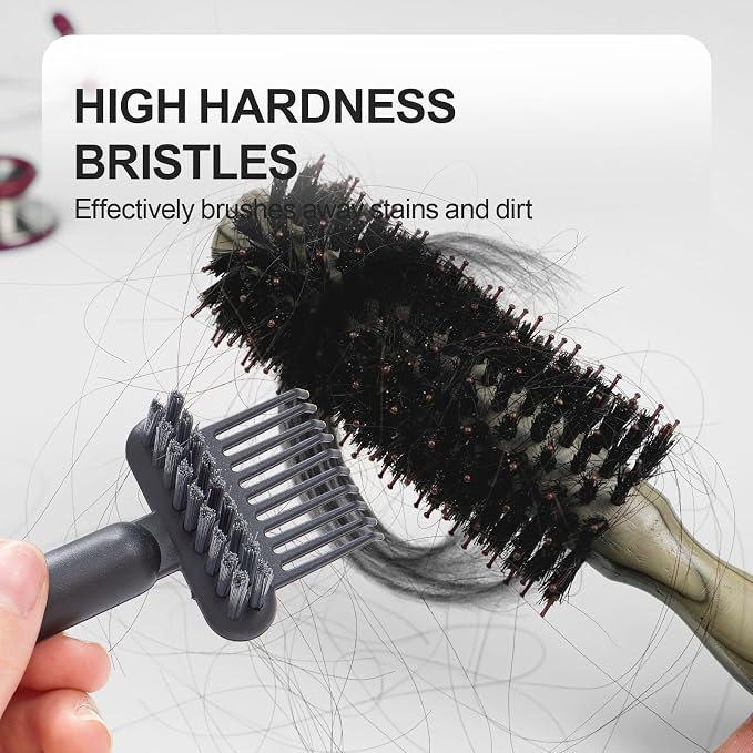 2 Pack Hair Brush Cleaning Tool, 2-in-1 Cleaner Tool, Portable Cleaning Tool Set for Brush Comb Keyboard, Remover Rake for Removing Hair Dust, Home and Salon Use(Black&Green)