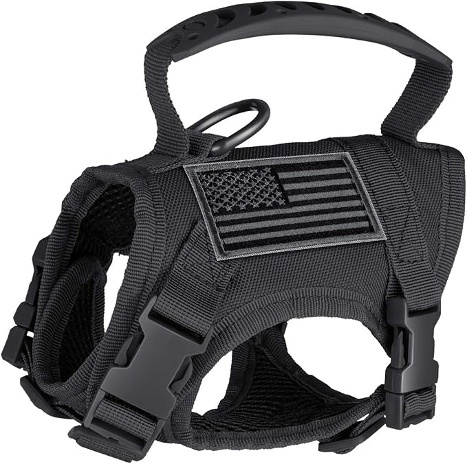 Tactical Nylon Adjustable Dog Vest Harness Comfy Mesh Padding Puppy Vest with Quick-Release Buckle and Rubber Handle for Small Dog/Big Cat
