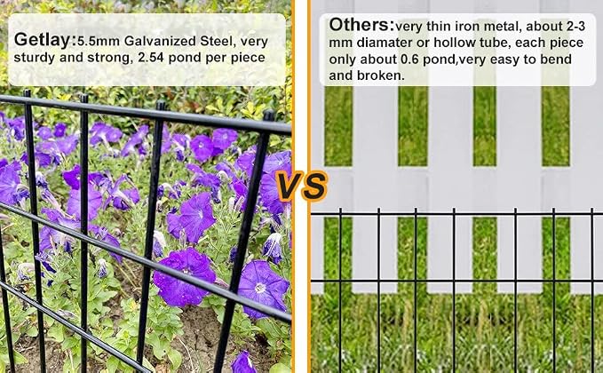 Garden Fencing Animal Barrier 37.5 ft(L)×15 in(H), 15 Panels No Dig Fence, Underground Critter Barrier for Decks, Small or Medium Pet Dog Digging Fence Barrier. Rust-Proof Metal Fence Stakes