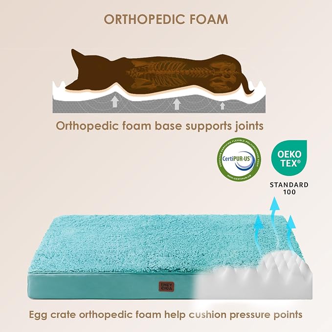 EHEYCIGA Orthopedic Dog Bed Large with Removable Washable Cover, 36x27 | Egg Crate Foam Support, Durable Oxford fabric, Non-Slip Bottom, Machine Washable, Soft Waterproof Plush Pet Bed Mat For Crate