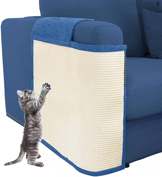 Cat Scratch Furniture Protector with Natural Sisal for Protecting Couch Sofa Chair Furniture,Couch Cat Scratch Protector 23.6" W*19.7" H (Dark Blue, Right Hand)