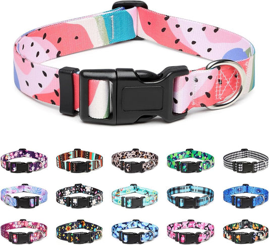 Mercano Adjustable Dog Collar - Special Design Patterns, Soft Nylon Comfortable Sturdy Pet Collar for Small Medium Large Dogs (XS, Watermelon)