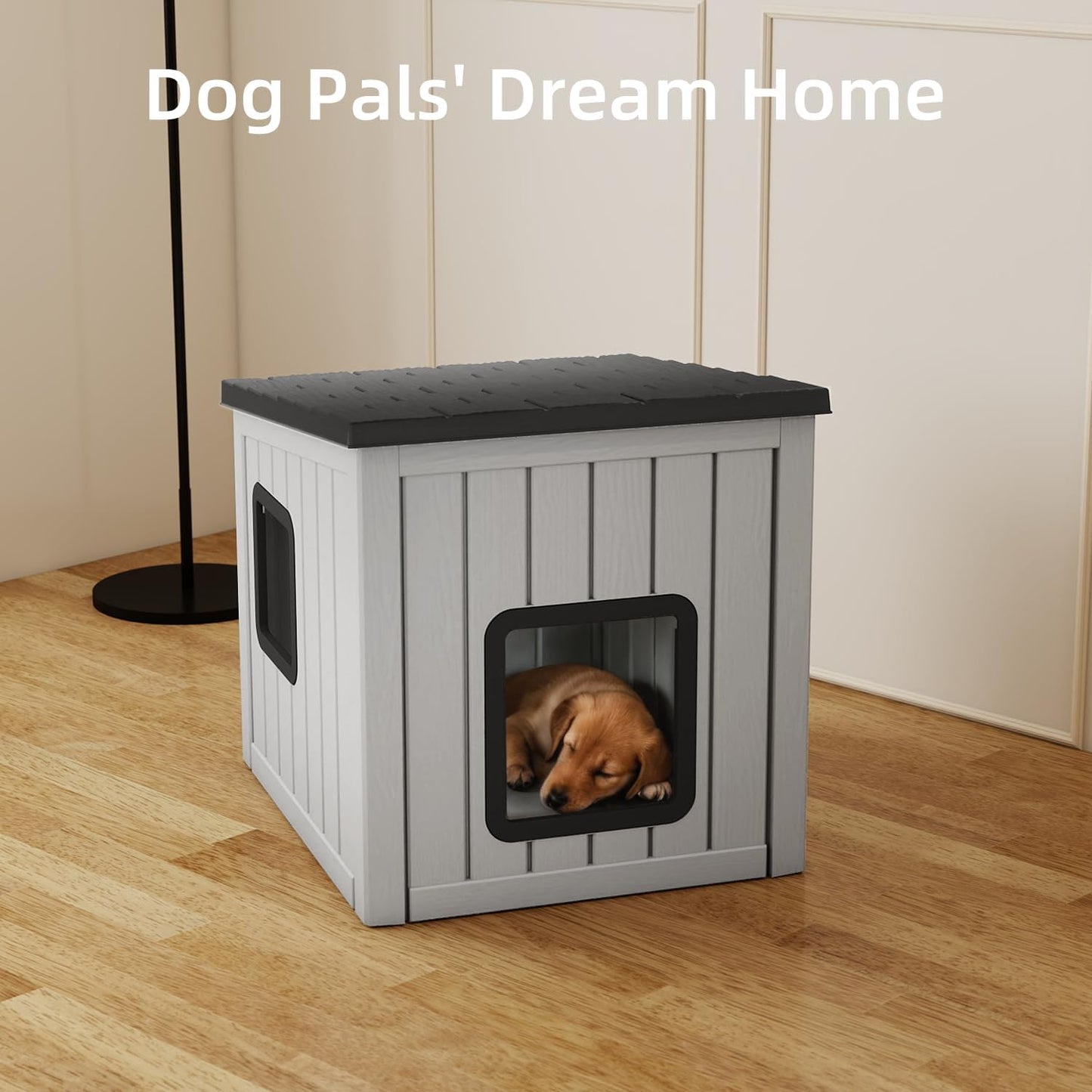 Dog House Small Dog Houses Outdoor with Sloped Roof Waterproof Ventilated Design Easy to Clean Elevated Floor Easy Assembly for Middle Sized Dogs
