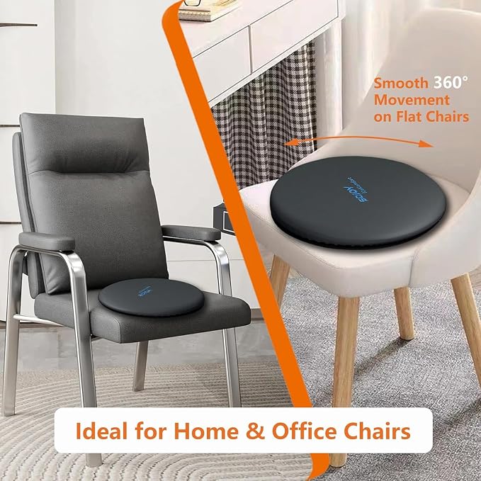 Sojoy iGelComfort Deluxe Gel Swivel Seat Cushion with Supportive Memory Foam 360 Degrees Rotating Seat Cushion for Home,Stool Chair,Office (Black, 15.5 * 15.5 * 2.5)