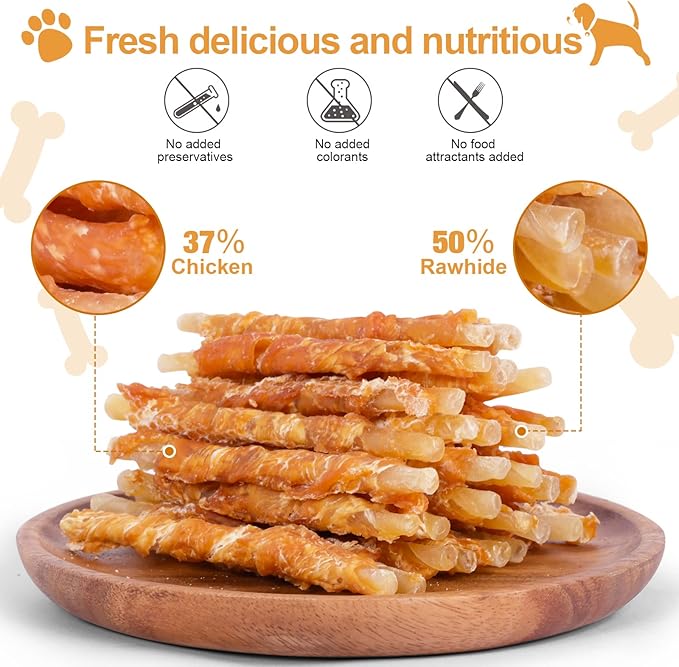 Pawant Chicken Wrapped Rawhides Dogs Treats Puppy Training Snacks Sticks Dog Chews 2lb