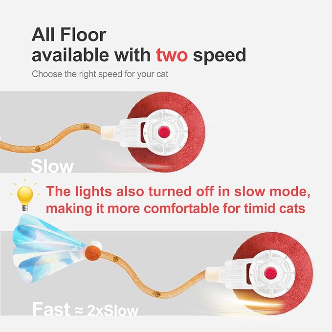 Interactive Cat Toys for Indoor Cats,The 3rd Generation Agile Moving Cat Ball with Elastic Mesh Tail,Automatic Kitten Toys for Bored Indoor Cats,Motion Activated (Orange)