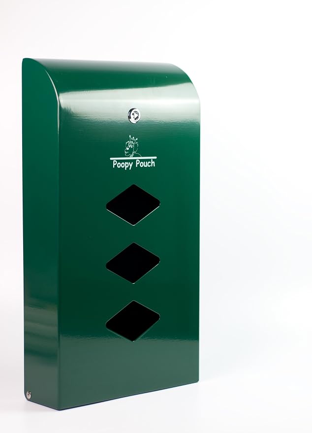 Dog Poop Bag Dispenser Wall Mount & Post Mount - Green Powder-Coated Steel Indoor and Outdoor Dog Bag Dispenser - Includes a Locking Mechanism and Holds up to 600 Roll Refills