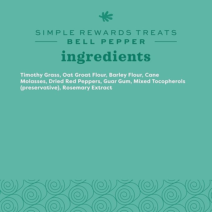 Oxbow Simple Rewards Baked Bell Pepper Treats, Rabbit & Guinea Pig Treats Made with Timothy Hay, Healthy Guinea Pig, Hamster & Bunny Snack, Timothy for Rabbit, Made in USA, 3 oz Bag