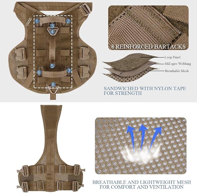 Tactical Dog Harness No Pull for Large Working Dogs Military Dogs Vest Police Service Training Dogs Molle Harnesses with Handle … …