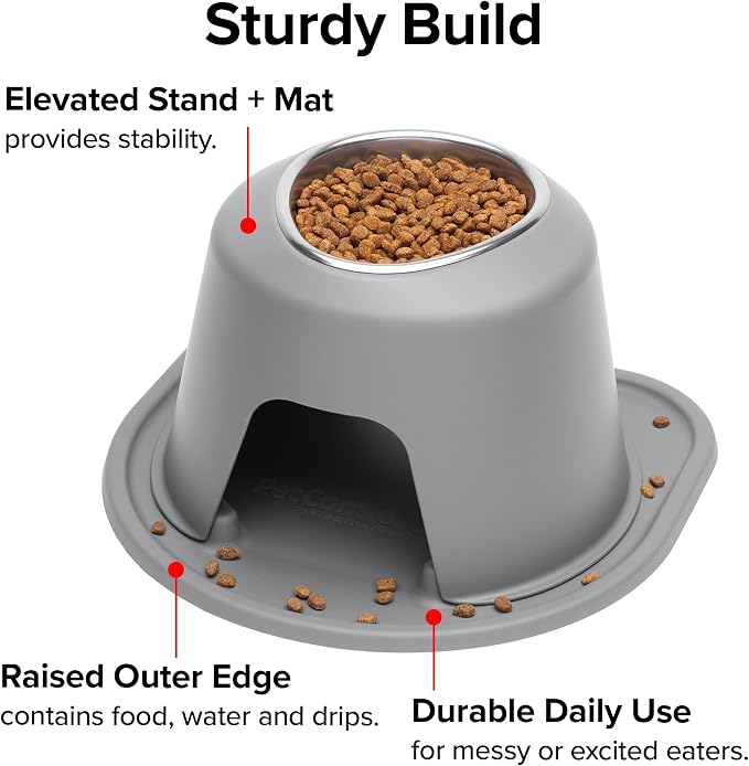 WeatherTech Single High Pet Feeding System - Raised Dog/Cat Bowl - 3" High Stand Light Grey (SH0803LGLG)