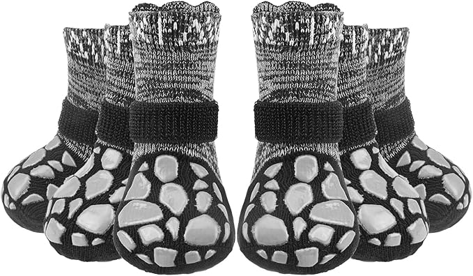EXPAWLORER Anti Slip Dog Socks to Prevent Licking Paws,Winter Dog Boots & Paw Protectors,Dog Booties for Hardwood Floors with Grippers,Dog Shoes for Hot/Cold Pavement Small Medium Large Senior Dog