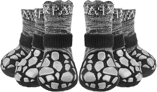 EXPAWLORER Anti Slip Dog Socks to Prevent Licking Paws,Winter Dog Boots & Paw Protectors,Dog Booties for Hardwood Floors with Grippers,Dog Shoes for Hot/Cold Pavement Small Medium Large Senior Dog