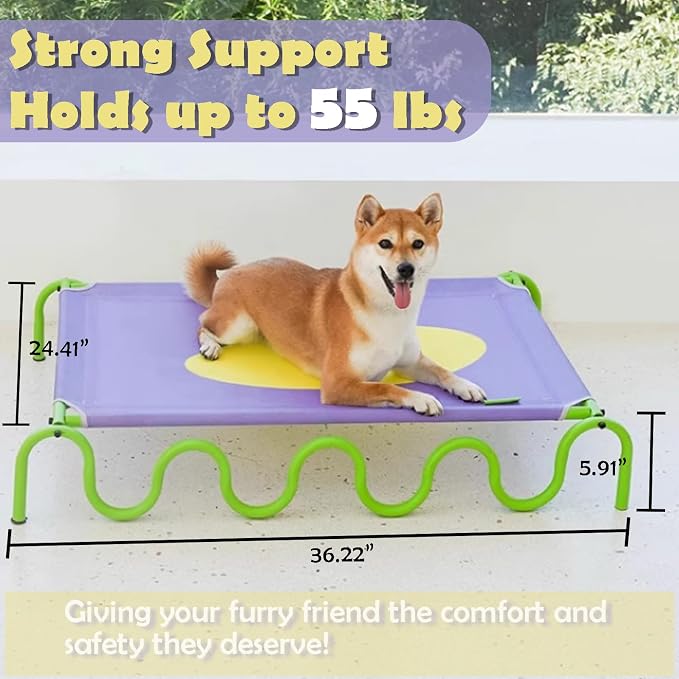 SpaceTime Elevated Dog Beds Large Sized Dog,Outdoor Dog Bed Waterproof,Pet Beds for Large Dogs,Raised Big Dog Bed XL,Comfort Dog Cot Washable with Cooling Breathable Mesh,Easy to Assemble (White)
