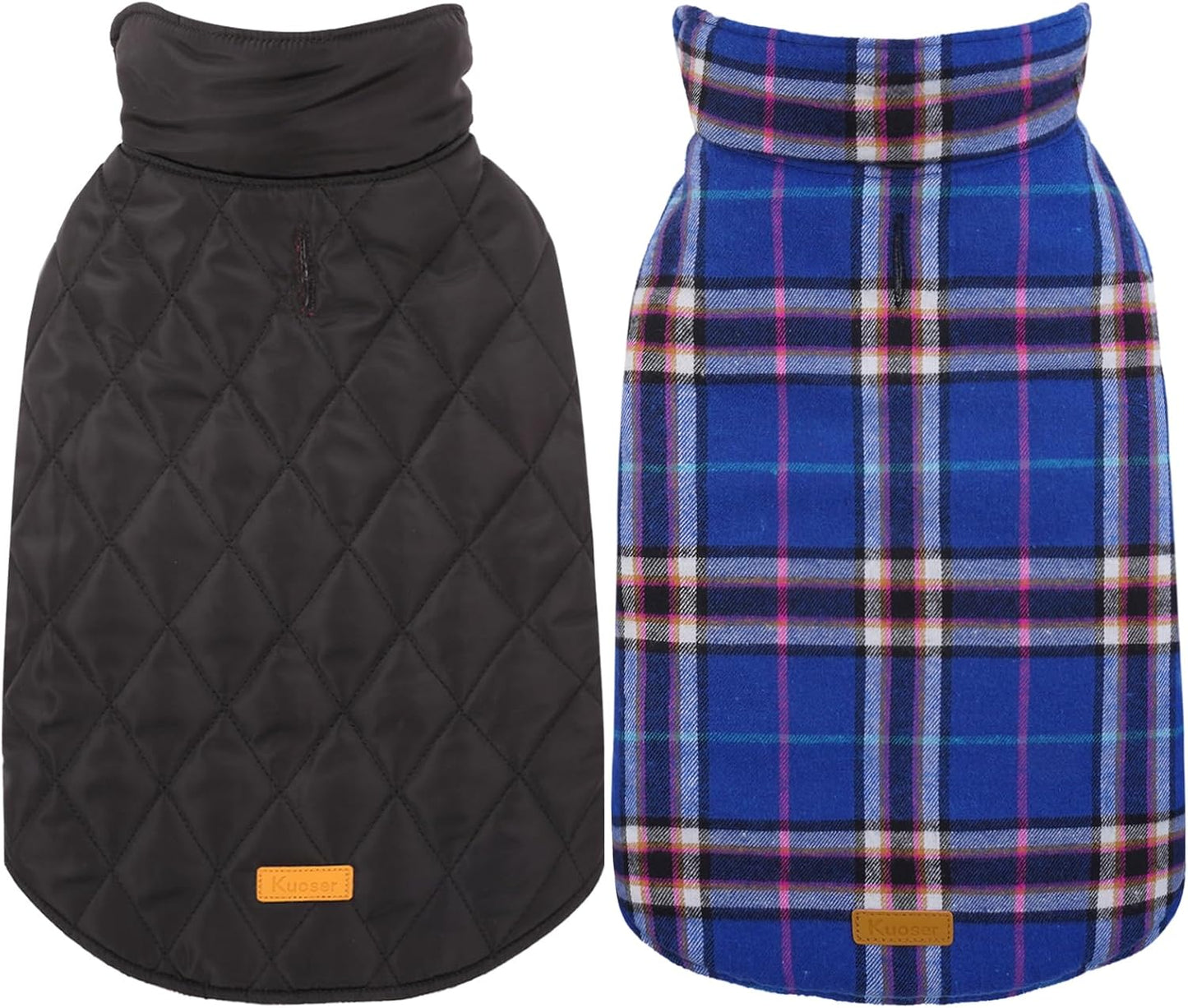 Kuoser Warm Dog Coat, Waterproof Dog Jacket for Extra Large Dogs, Adjustable Durable XL Doggie Winter Coat Reversible Cozy Puppy Cold Weather Apparel from Small to Large Breed, Navy XL