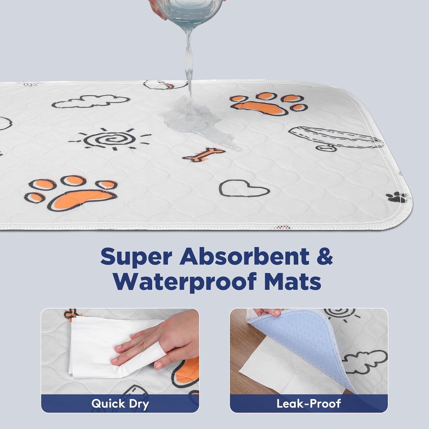 Washable Pee Pads for Dogs, 2 Pack Large 48"x48" Super Absorbent Reusable Pads for Dog Training Pads, 100% Waterproof Non-Slip Pee Pads Whelping Pads Dog Playpen Pads Crate Mat Bed Pads Dog Products