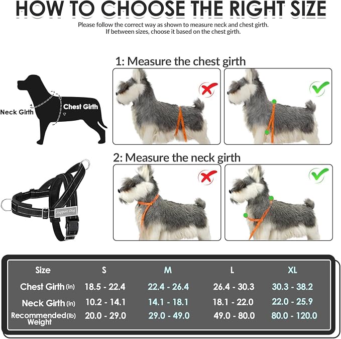 SlowTon No Pull Dog Harness with Front Clip - Heavy Duty, Soft Padded | Neck & Chest Adjustable, Tactical Pet Vest and Leash Set for Large Medium Sized Dogs, for Easy Walk & Training, Black S