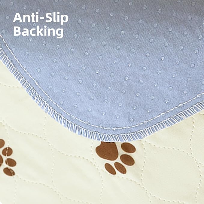 PUPTECK Washable Pee Pads for Dogs - Waterproof Reusable Puppy Potty Training Pads Whelping Mat - Fast Absorption Non-Slip Pet Food Feeding Mat (Beige, 36x41 Inch (Pack of 2))
