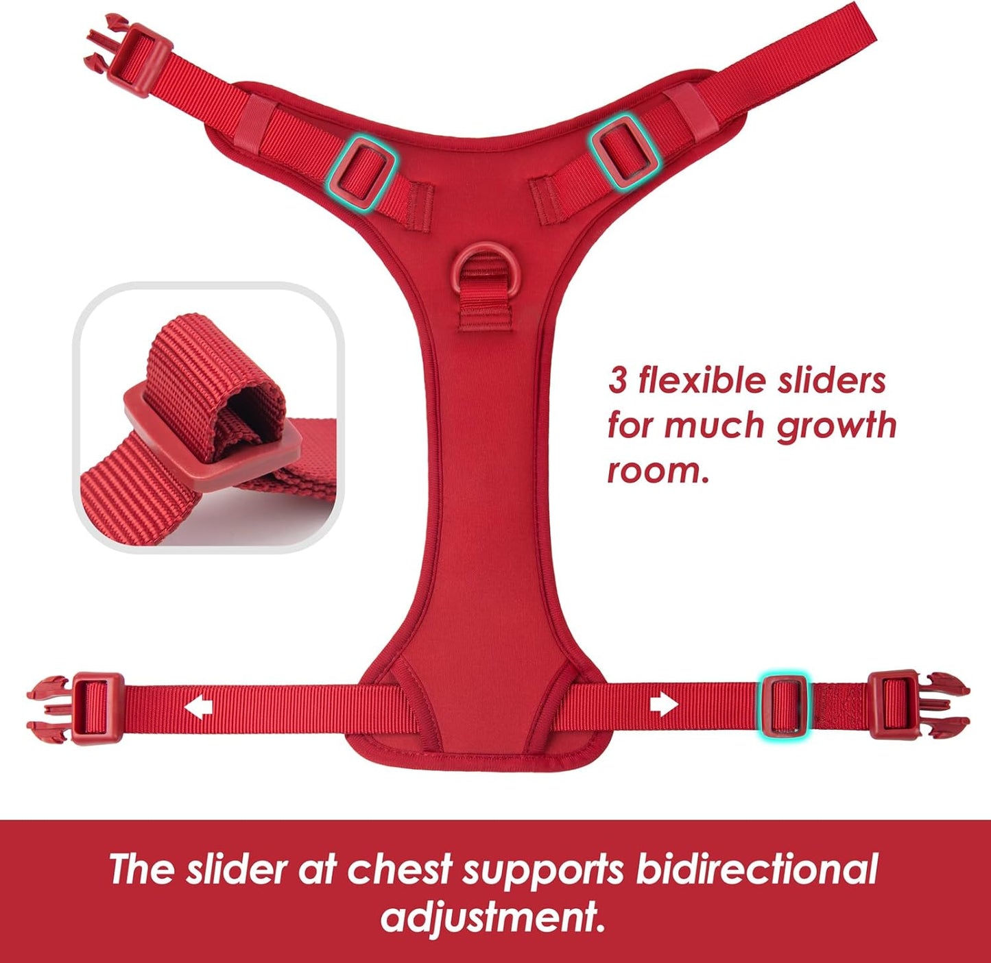 No Pull Dog Harness, Puppy Vest with Front Clip for Small Medium Large Sized Dog(Burgundy Red,M)