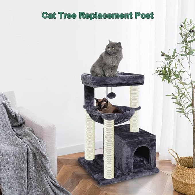 Cat Scratching Post Replacement Pole, 4 PCS 11.81in Cat Tree Replacement Post, Natural Sisal Cat Tree Replacement Parts with M8 Screws, Cat Scratch Post Replacement for Refurbishment