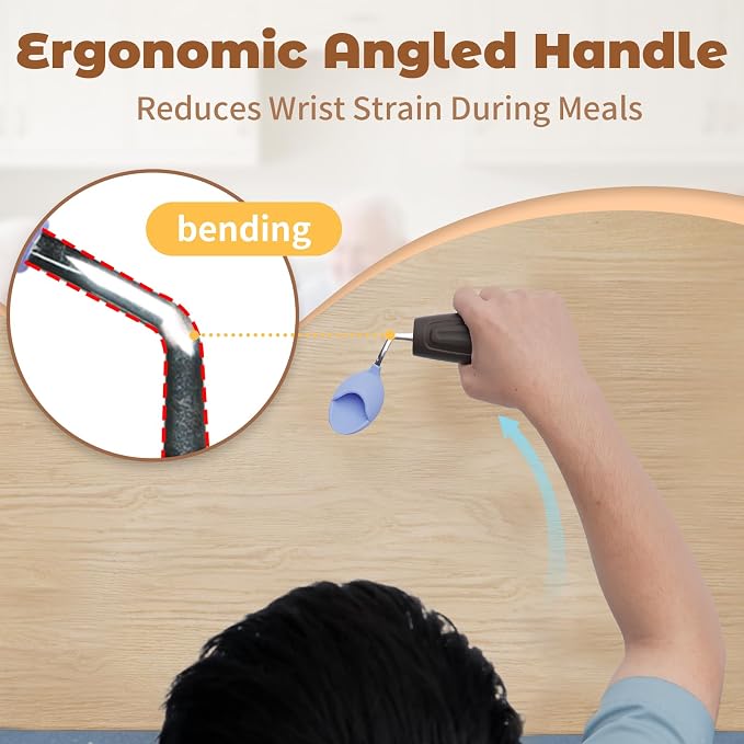 Anti-Tremor Spill Shield Spoon for Hand Tremors Parkinsons, Weighted Adaptive Utensils with Large Enclosed Scoop, Ergonomic Non-Slip Handle, Dishwasher Safe (Black, Right Spoon)