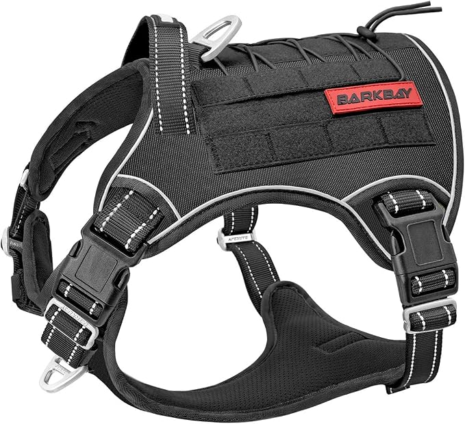 Tactical Dog Harness Large,Military Service Weighted Dog Vest Harness Working Dog MOLLE Vest with Loop Panels,No-Pull Training Harness with Leash Clips for Walking Hiking Hunting(Black,L)
