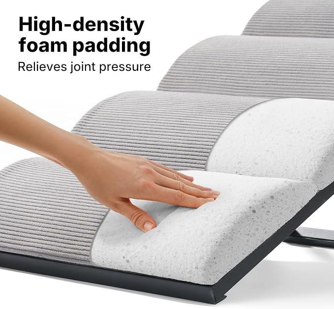 Veehoo Foldable Dog Ramp for Bed Couch Large Dogs, Adjustable 12-20'' High | Portable Dog Stairs 17" Extra Wide for Small Medium Large Pet, Folding Indoor Doggie Steps with Non-Slip Pad, up to 150lbs