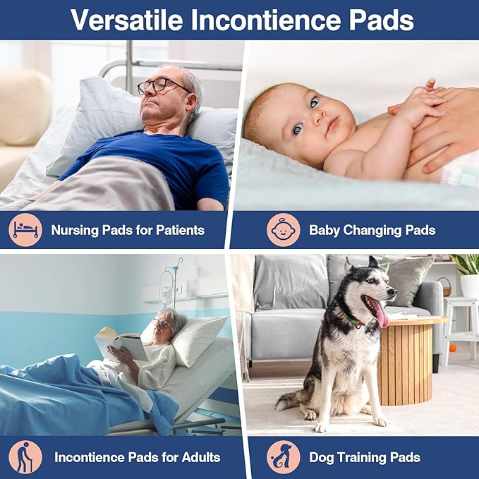 MKISS Heavy Duty Bed Pads 40" x 40"(40 Count), Disposable Super Absorbent Incontinence Underpads, Extra Large and Thicken Chucks Pads for Adults, Children, Babies, Elderly and Pets
