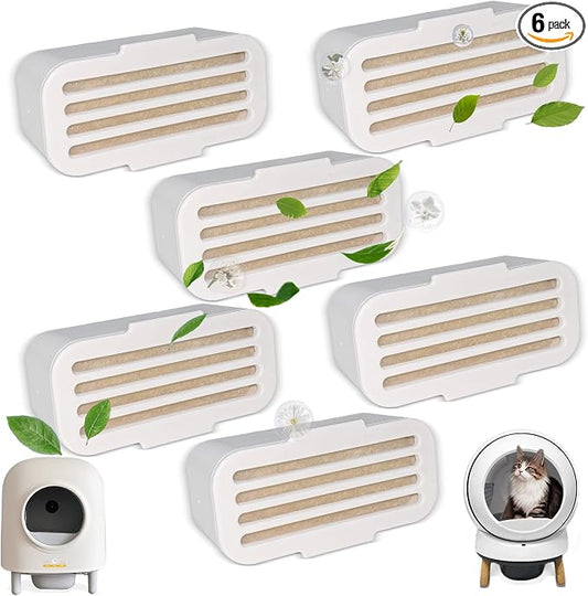 NewKe 6Pcs Deodorizer for PetSafe ScoopFree SmartSpin Automatic Litter Box | Odor Control Compatible with HHOLOVE Self-Cleaning Cat Litter Box, Air Freshener, Pet Gift