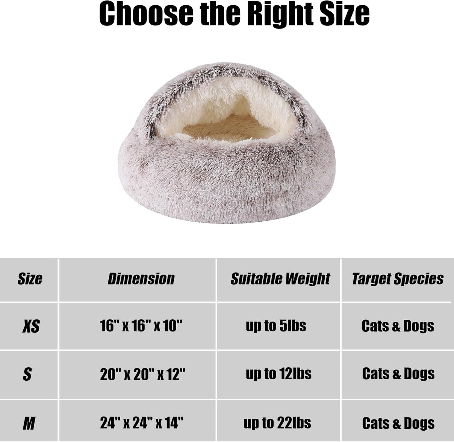 HYQ Small Dog Bed, Cat Beds for Indoor Cats Washable, Cozy Cat Cave Bed, Non-Slip Cat Beds, Calming Dog Bed with Hooded Cover, Dog Bed with Cover for Small Medium Pets (Coffee, 24×24 Inch)