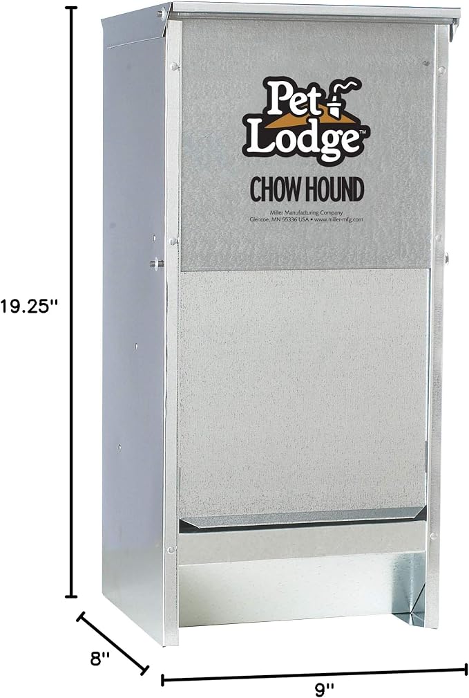 Pet Lodge® Automatic Dog Feeder | Chow Hound Outdoor Pet Feeder | Tough Galvanized Steel | Made in USA (12 Pound)