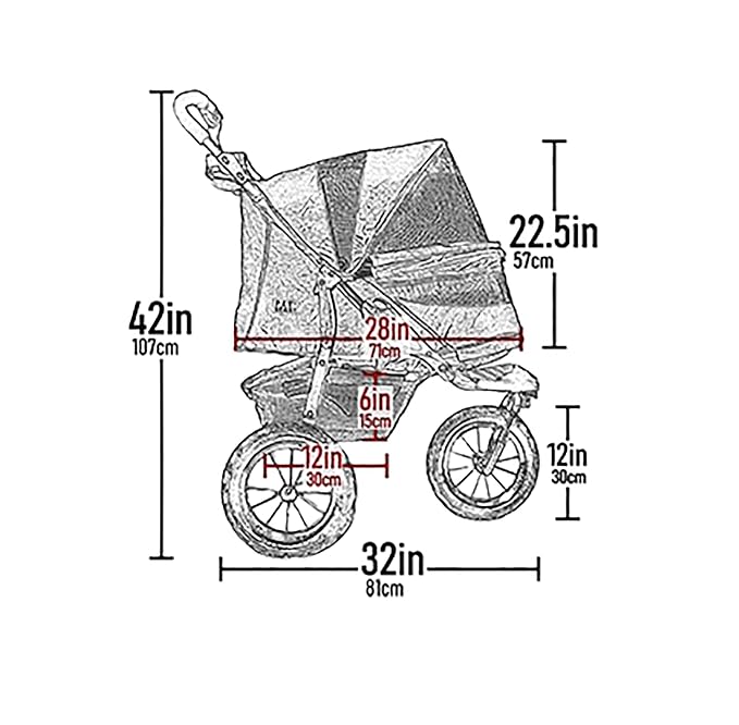 Pet Gear No-Zip AT3 Pet Stroller for Cats/Dogs, Wild Flower | Zipperless Entry, Easy One-Hand Fold, Jogging Tires, Removable Liner, Cup Holder + Storage Basket