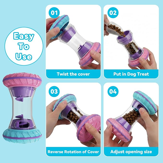 MateeyLife Interactive Dog Puzzle Toy, Adjustable Treat Dispensing Slow Feeder for IQ Training, Silent Quiet Roller for Small Medium Dogs, Boredom Relief Enrichment Toys to Keep Them Busy