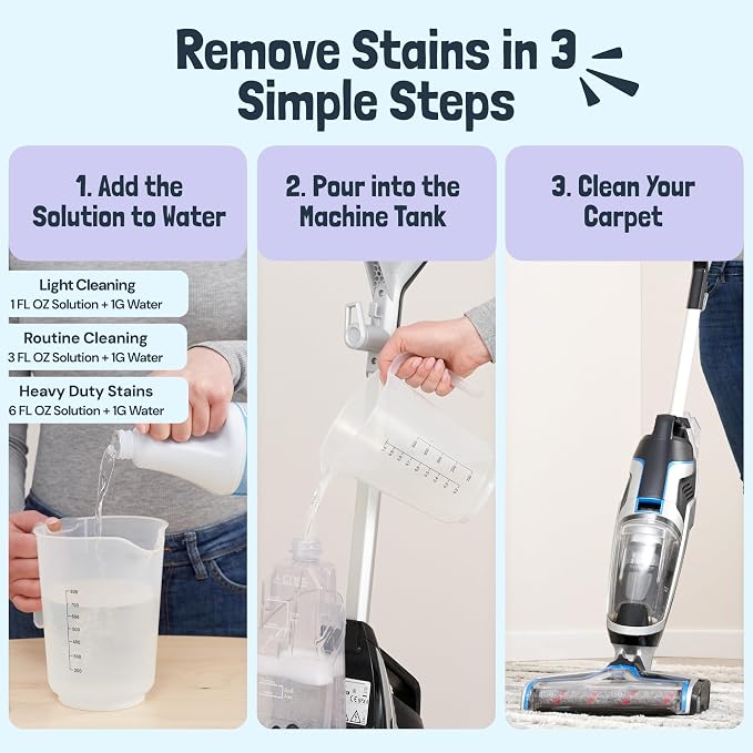 Sunny & Honey Carpet Cleaner Shampoo Solution for Machines, 1 Gal Lavender | USA Made - Stain and Odor Eliminator - Cleans Carpets and Upholstery - For Upright and Spot Cleaners - Concentrated Formula