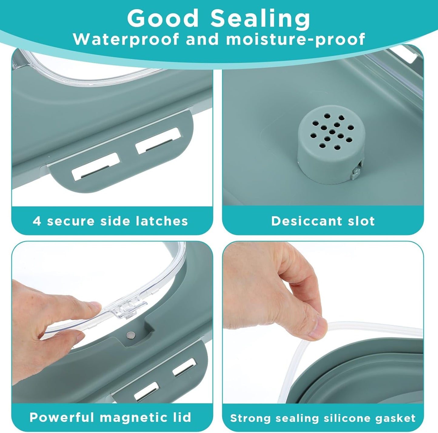 Collapsible Cat Litter Storage Bin Container with Airtight Lids, Portable Cat Litter Storage Container with Wheels, Kitchen Cereal Rice Leakproof Sealable