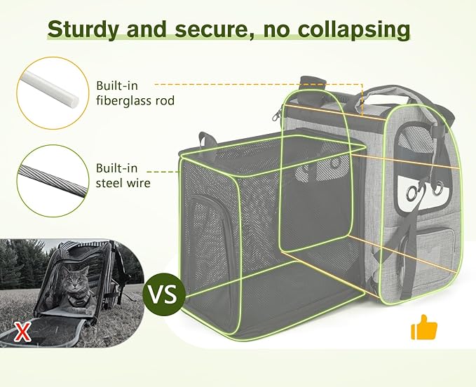 pecute Cat Backpack Expandable, Cat Carrier Backpack with Acrylic Window