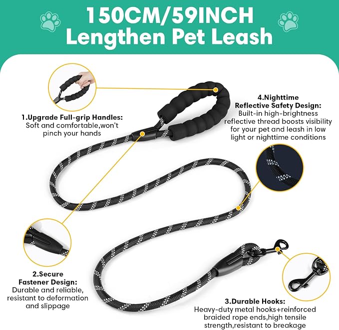YooxArmor No Pull Dog Harness and Leash Set, Tactical Adjustable for Medium Sized Dog, Easy Walk Soft Vest Padded Oxford for Training Hiking (Black-M)
