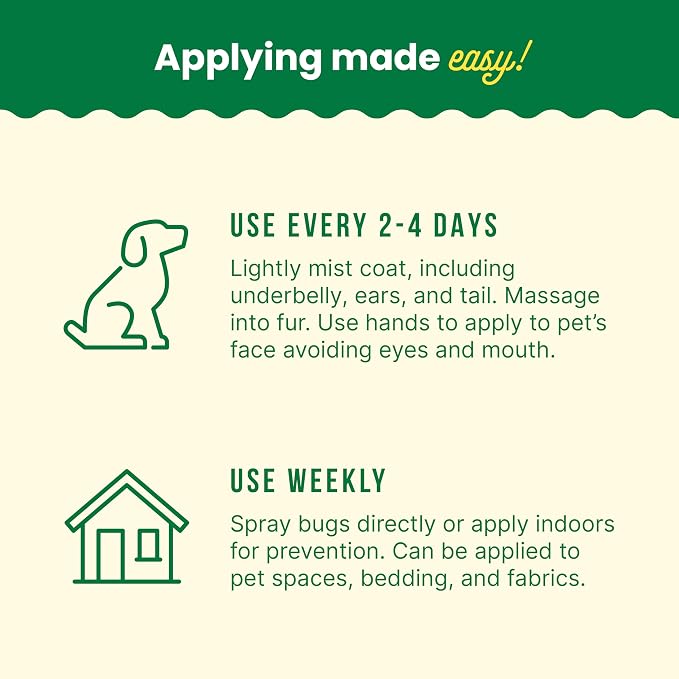 Sunday Pet Protect Flea, Tick, & Mosquito Spray Natural, Effective Bug Spray for Dogs Kills, Controls, Prevents Biting Pests with Cedarwood & Soybean Oil 24 oz