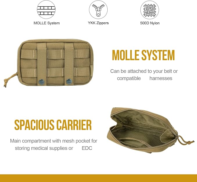 OneTigris Service Dog Vest Harness Saddle Bag Backpack Pouch, Emotional Support, Service Dog in Training,Quality Saddlebag for Tactical Dogs Vests(Coyote Brown)