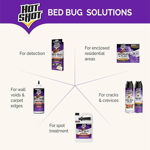 Hot Shot Bedbug and Flea Fogger 4 Count-2 Ounce Cans, with Nylar, Inhibits Flea Reinfestation