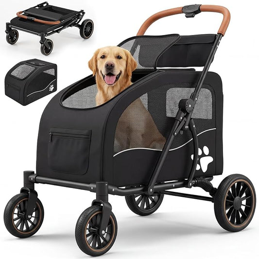 Dog Stroller for Large Dogs(up to 110lbs), Foldable Pet Stroller with Detachable & Collapsible Cabin, Dog Stroller for 2 Dogs or Multiple Cats, Spacious Dog Wagon for Large Dog & Medium Dog 20+ lbs