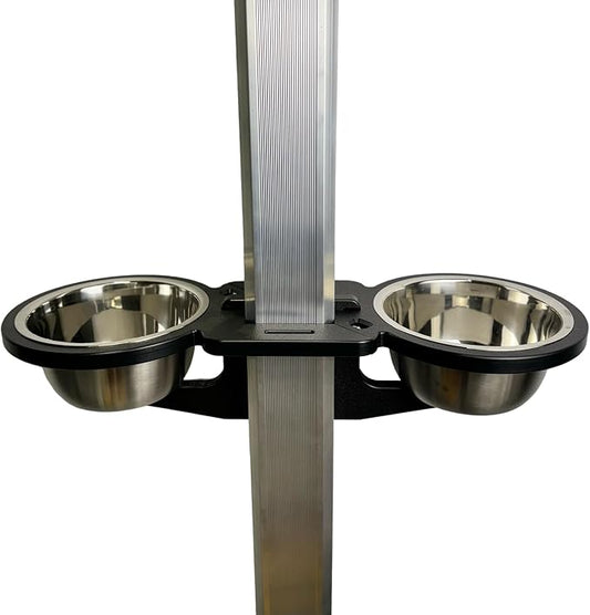 Dock Mounted Dog Bowl & Holder – Includes 2 Bowls-UV & Rust-Resistant, Marine-Grade, Easy No-Drill Installation, Made in the USA- Fits a 4" Square Post