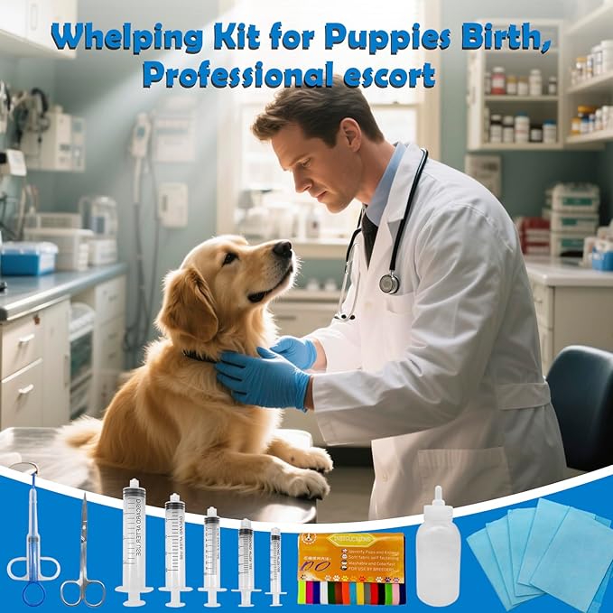 Ywingda Whelping Kit for Puppies Birth - Reusable Birthing with 70Piece,Birthing Essentials with Emergency Whelping Supplies,Kitten Bottle Feeding kit for New Born Puppy Supplies and Kitten