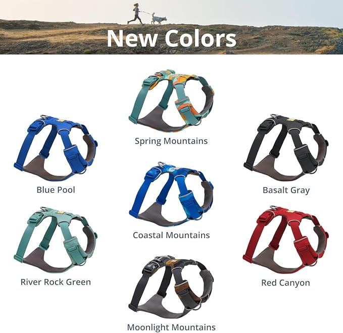 Ruffwear, Front Range Dog Harness, Reflective Soft Padded Everyday Harness with Dual Leash Clips, Adjustable and Lightweight Fit for Training or Walking for All Dogs, Pink Mountains, Large/X-Large