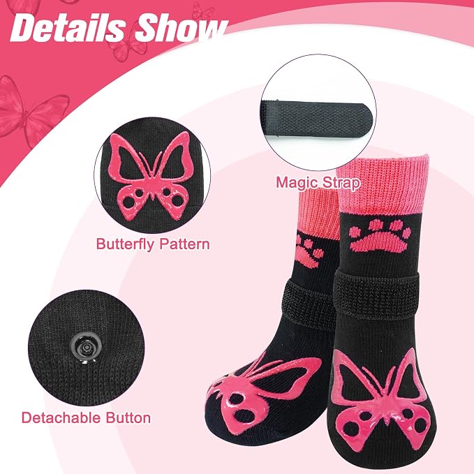 EXPAWLORER Anti Slip Dog Socks to Prevent Licking Paws,Winter Dog Boots & Paw Protectors,Dog Booties for Hardwood Floors with Grippers,Dog Shoes for Hot/Cold Pavement Small Medium Large Senior Dog