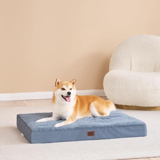 EHEYCIGA Orthopedic Dog Bed Extra Large with Removable Washable Cover, 47IN | Egg Crate Foam Support, Durable Oxford fabric, Non-Slip Bottom, Machine Washable, Soft Waterproof Plush Pet Bed Mat For Crate