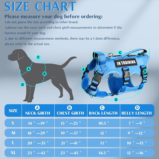 Escape Proof Dog Harness with Double Handle+4 Removable Patches | Service Working Molle Harness with Double Handle for Large Dogs, Tactical Pet Reflective Vest for Walking Hiking Hunting