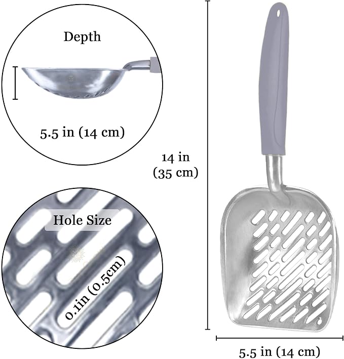 SunGrow Cat Litter Scoop, Life Transforming Cat Scooper, Reduces Hand Fatigue, Saves Clear Litter, Use with Small Litter Type, Makes Scooping Faster and Easier, Gray, 1 pc